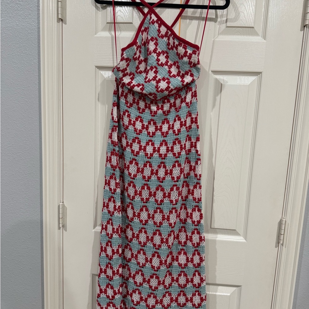 Zara Red and White Halter Sundress